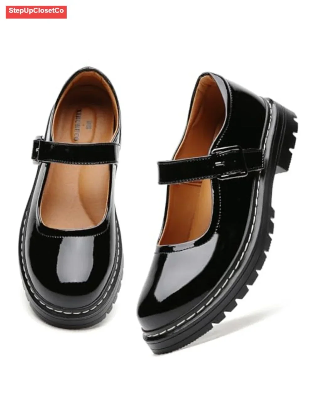 Women's Mary Jane Platform Shoes Adjustable Strap Memory Foam Non-Slip Flats